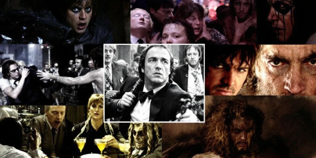 Collage of controversial film scenes and characters.